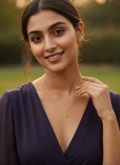 Gold Bow Pendant with Chain