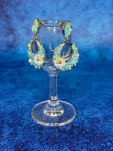 Handworked Crystal Loop Earrings- Sky Blue