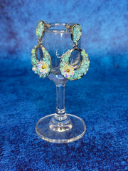 Handworked Crystal Loop Earrings- Sky Blue