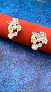 Floral Bouquet Earrings - Sky Blue