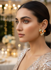 Floral Bouquet Earrings - Orange