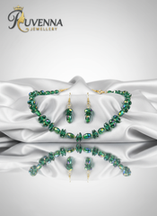 Crystal Necklace & Earring set- Glowing Green