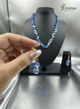 Crystal Necklace & Earring set- Sapphire Blue
