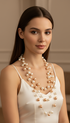 Classic Pearls White & Rose Gold Reverie layered Glow Necklace