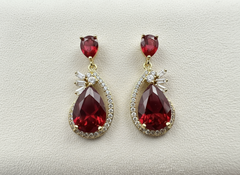 Celesté Mirage Statement Earrings- Red Ruby