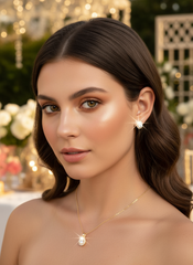 Aurielle Oval Diamond Gold Chain & Earring Set