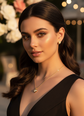 Aurielle Love Diamond Gold Chain & Earring Set