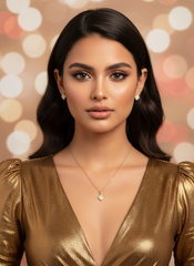 Aurielle Melody Diamond Gold Chain & Earring Set