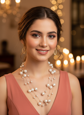 Classic Pearls Silverline Reverie layered Glow Necklace