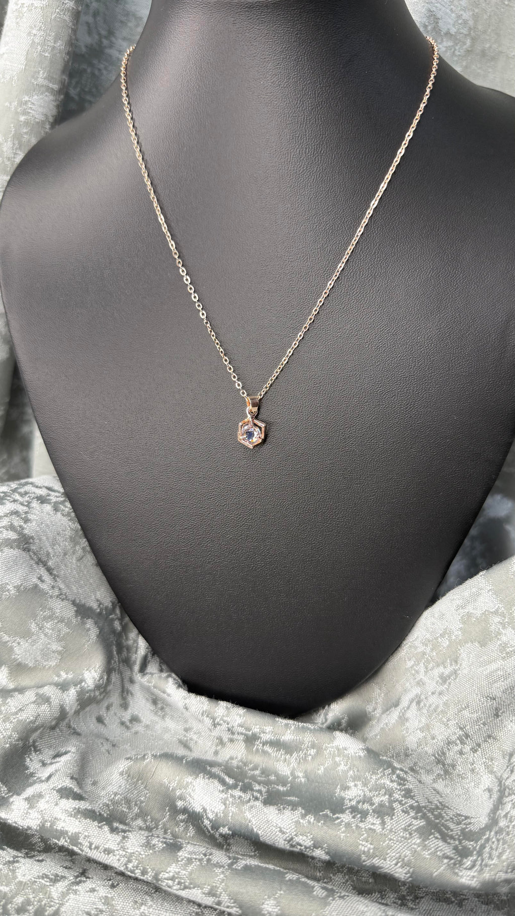 Gold Chain with Box Diamond Pendant