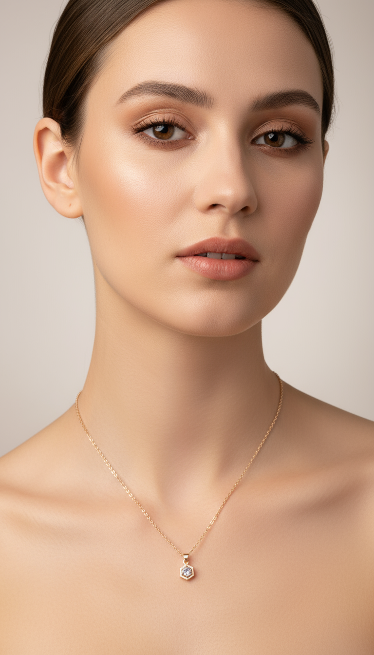 Gold Chain with Box Diamond Pendant