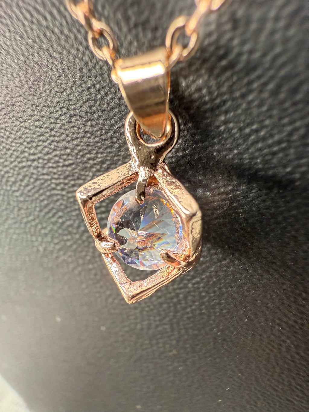 Gold Chain with Box Diamond Pendant