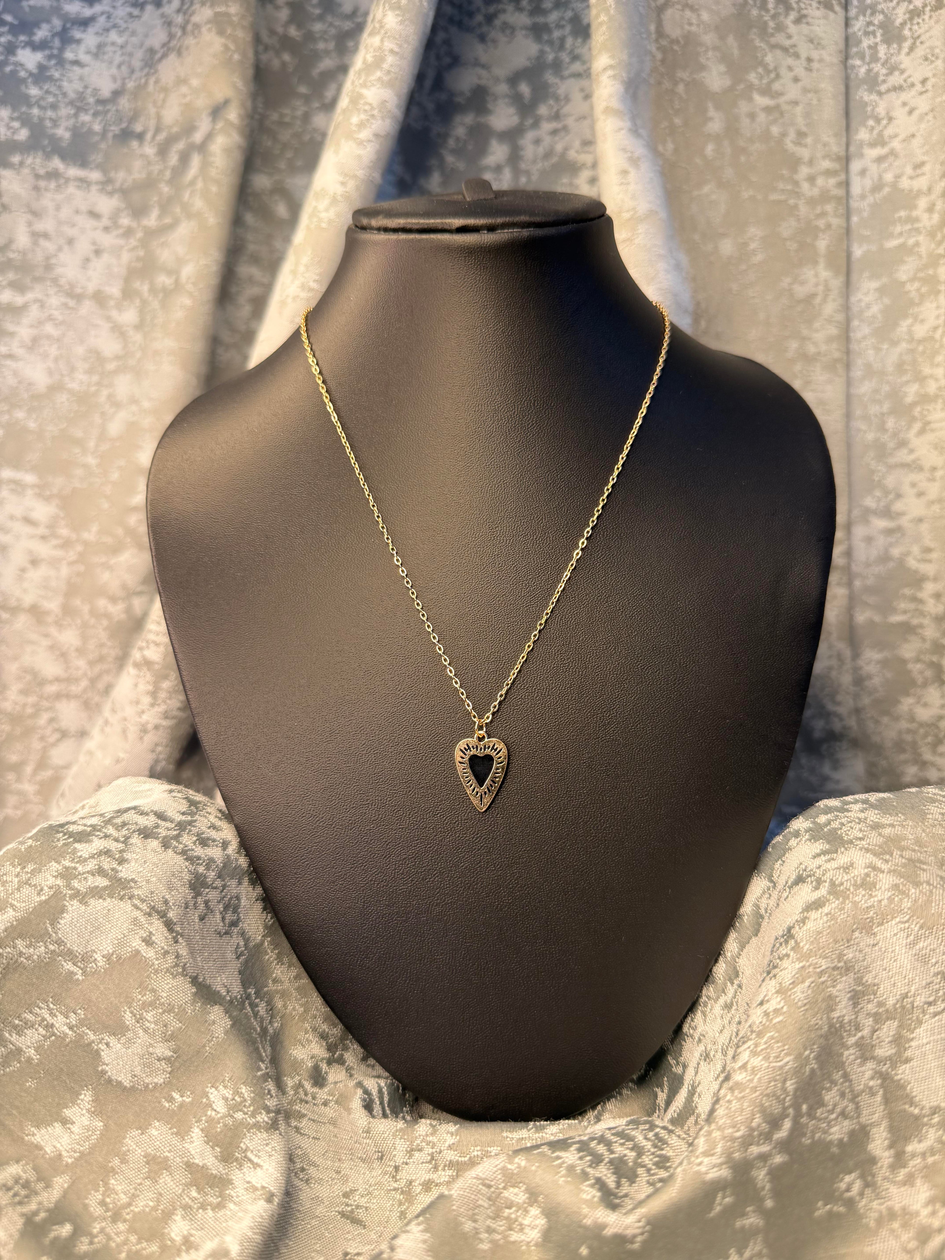 Fiery Heart 2 Way Pendant with Gold Chain
