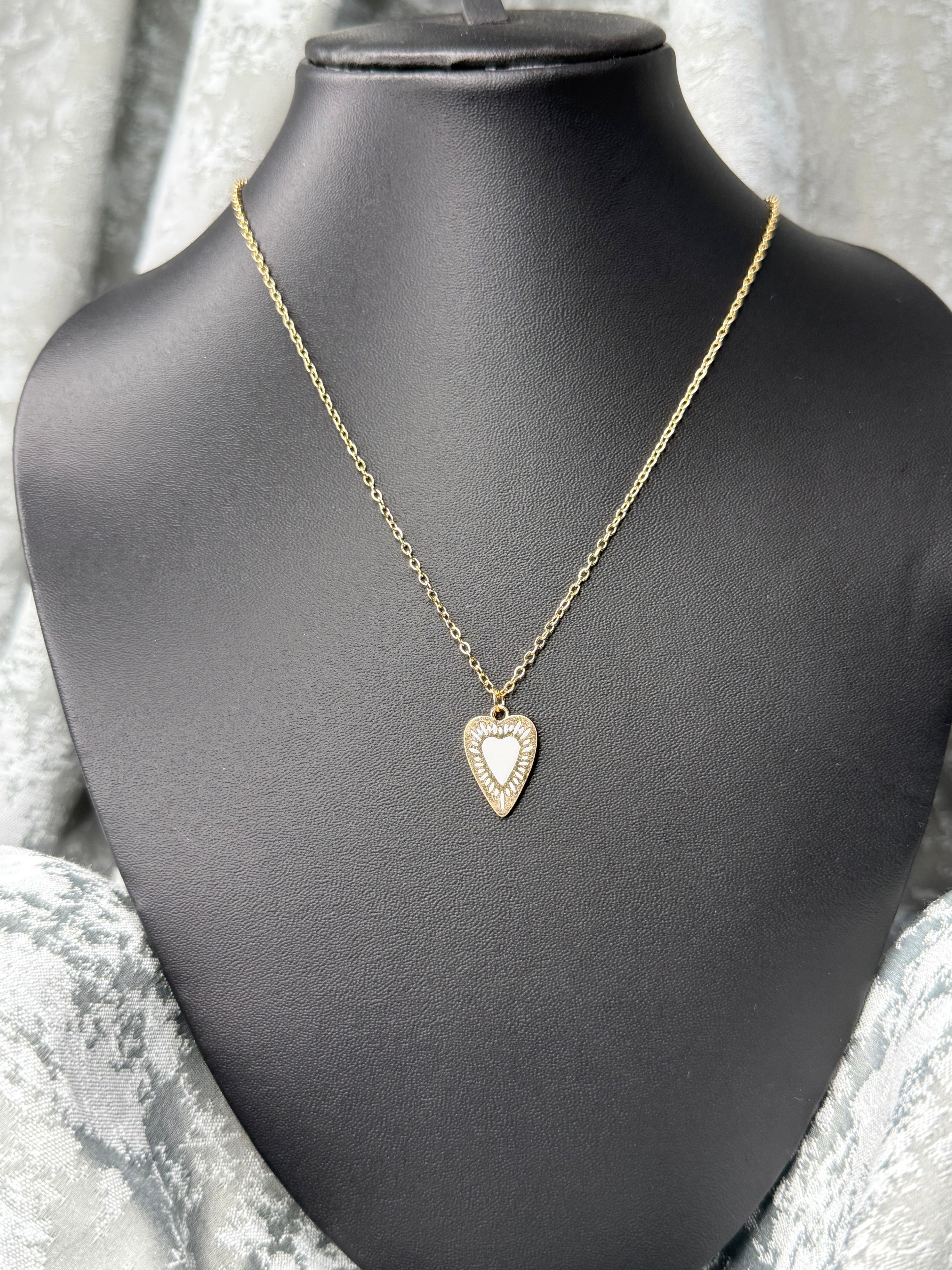 Fiery Heart 2 Way Pendant with Gold Chain
