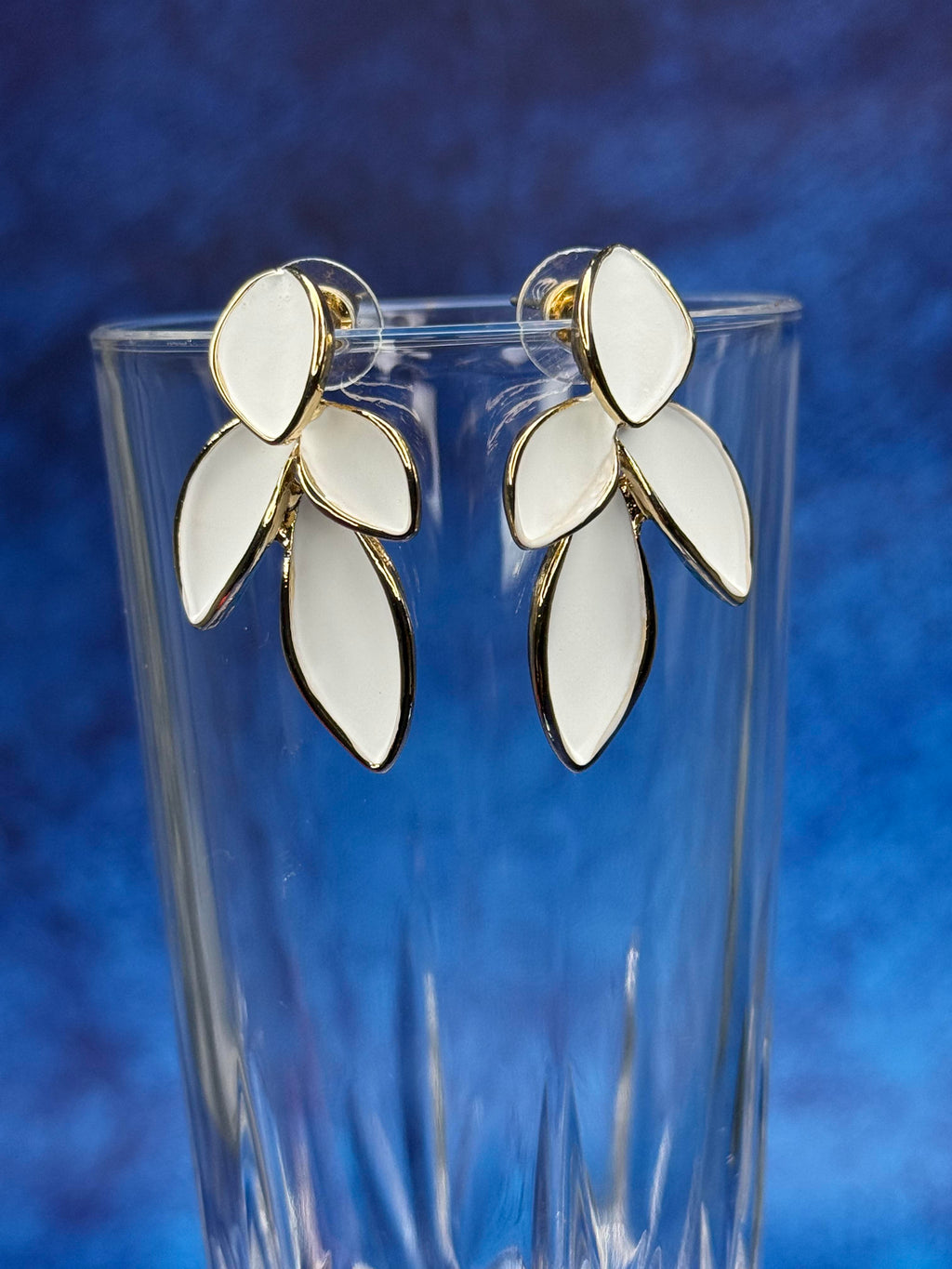 Earrings- Leaves of Eaden- White & Gold