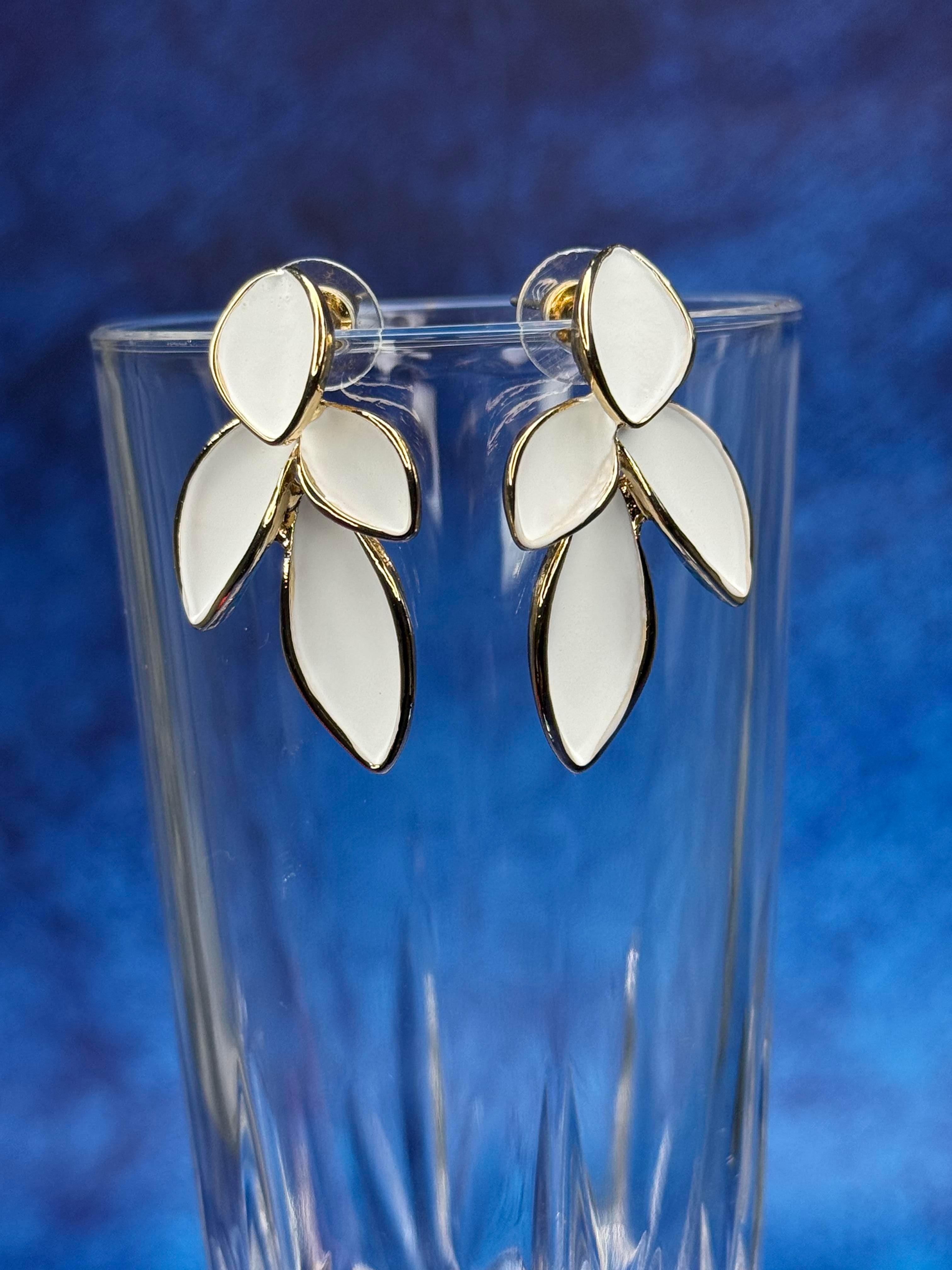 Earrings- Leaves of Eaden- White & Gold