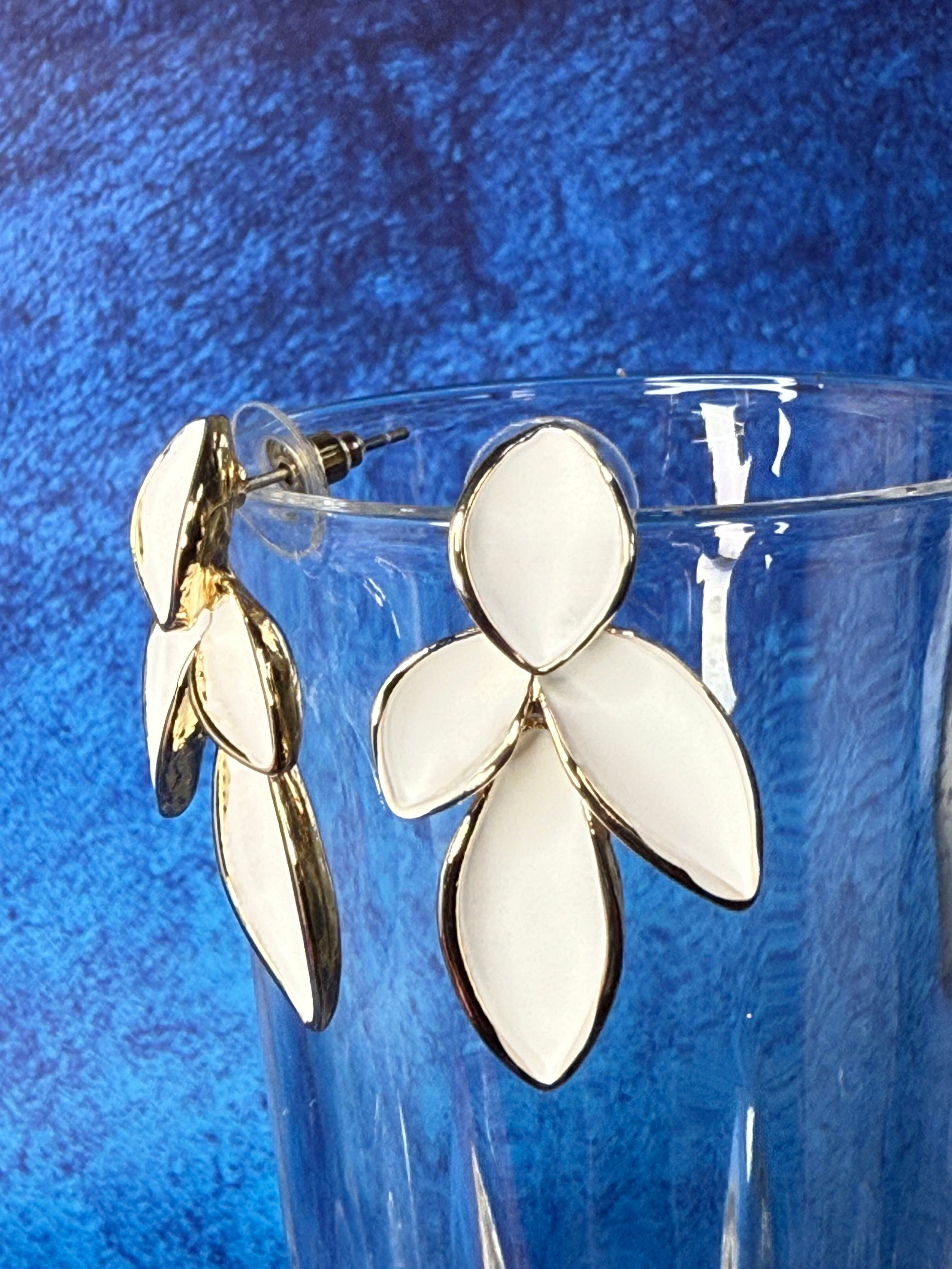Earrings- Leaves of Eaden- White & Gold