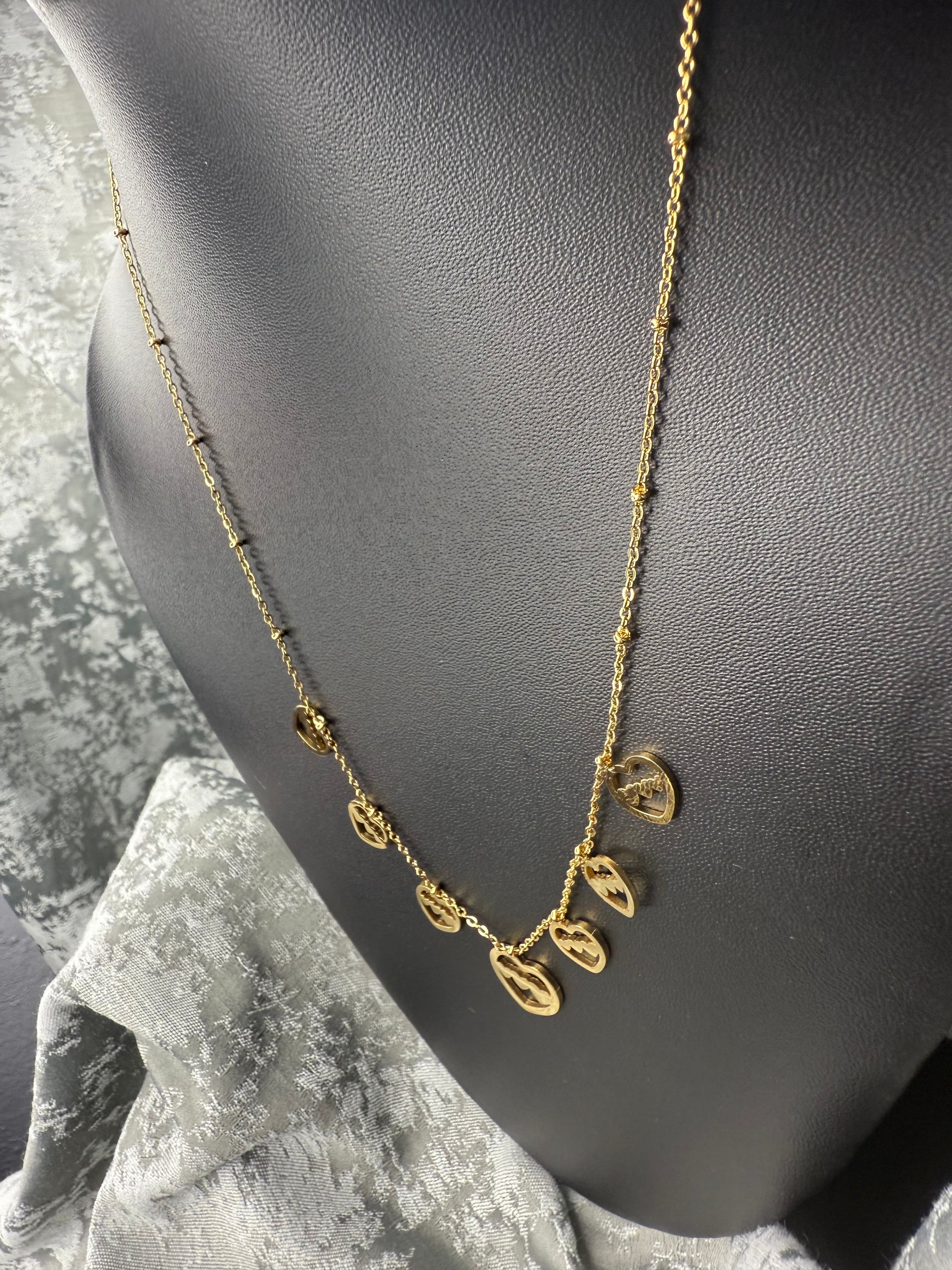 Designer Anti Tarnish Multi Heart Necklace