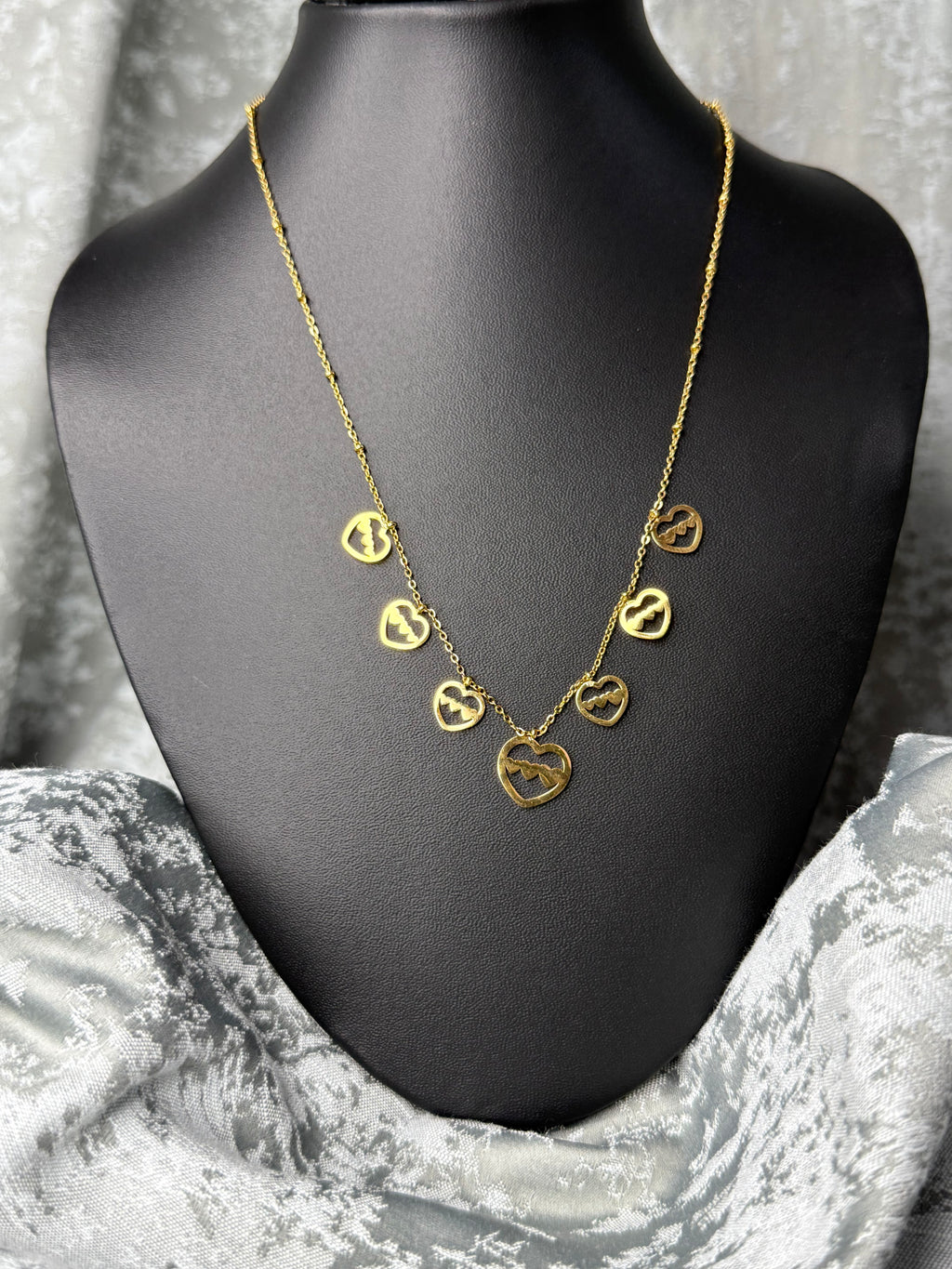 Designer Anti Tarnish Multi Heart Necklace