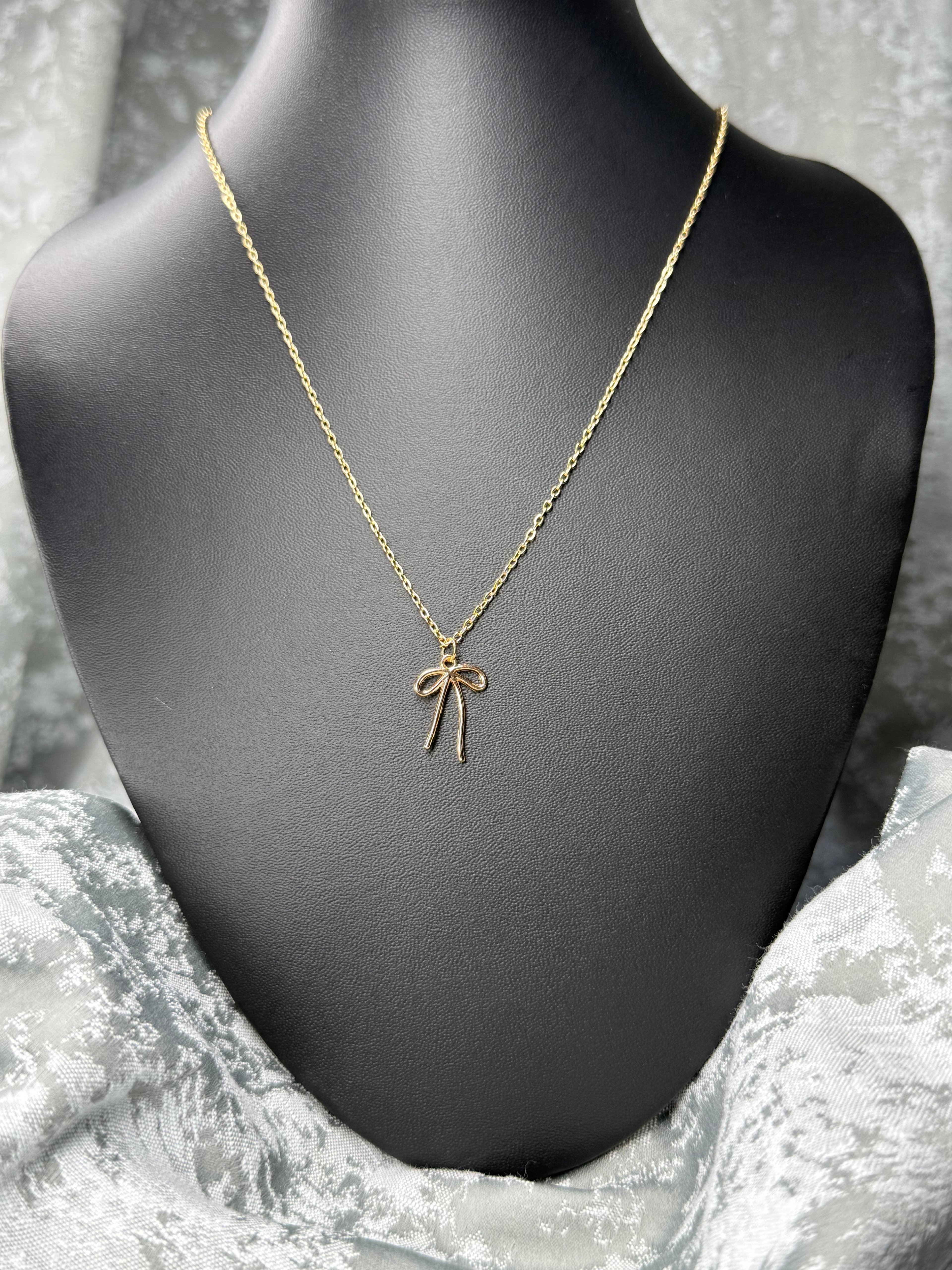 Gold Bow Pendant with Chain