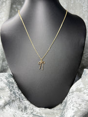 Gold Bow Pendant with Chain