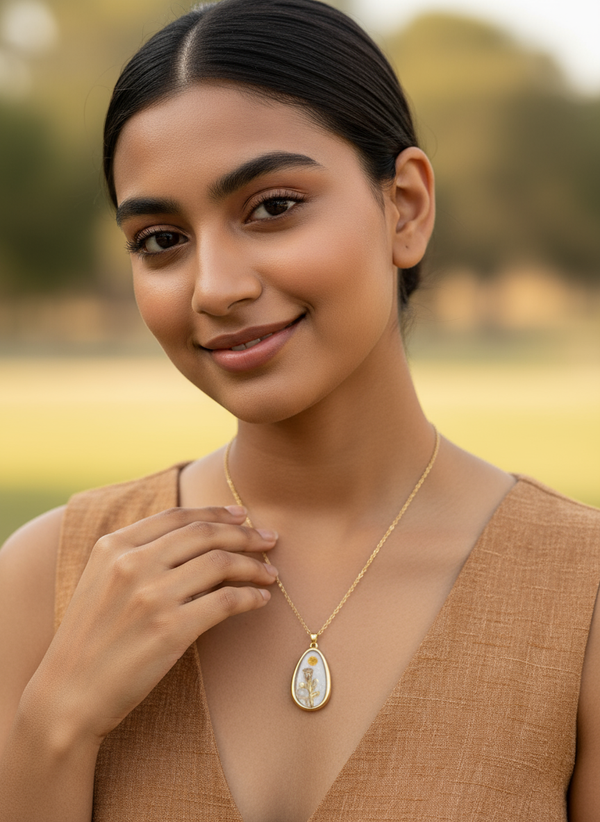 3D Rose Drop Pendant Anti Tarnish Necklace- White