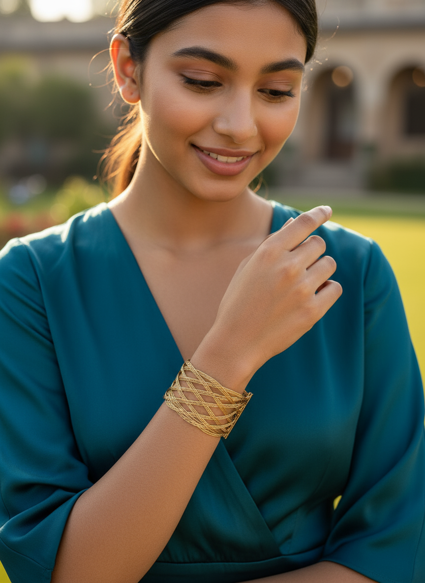 Gold Plated Kada- Nest Pattern