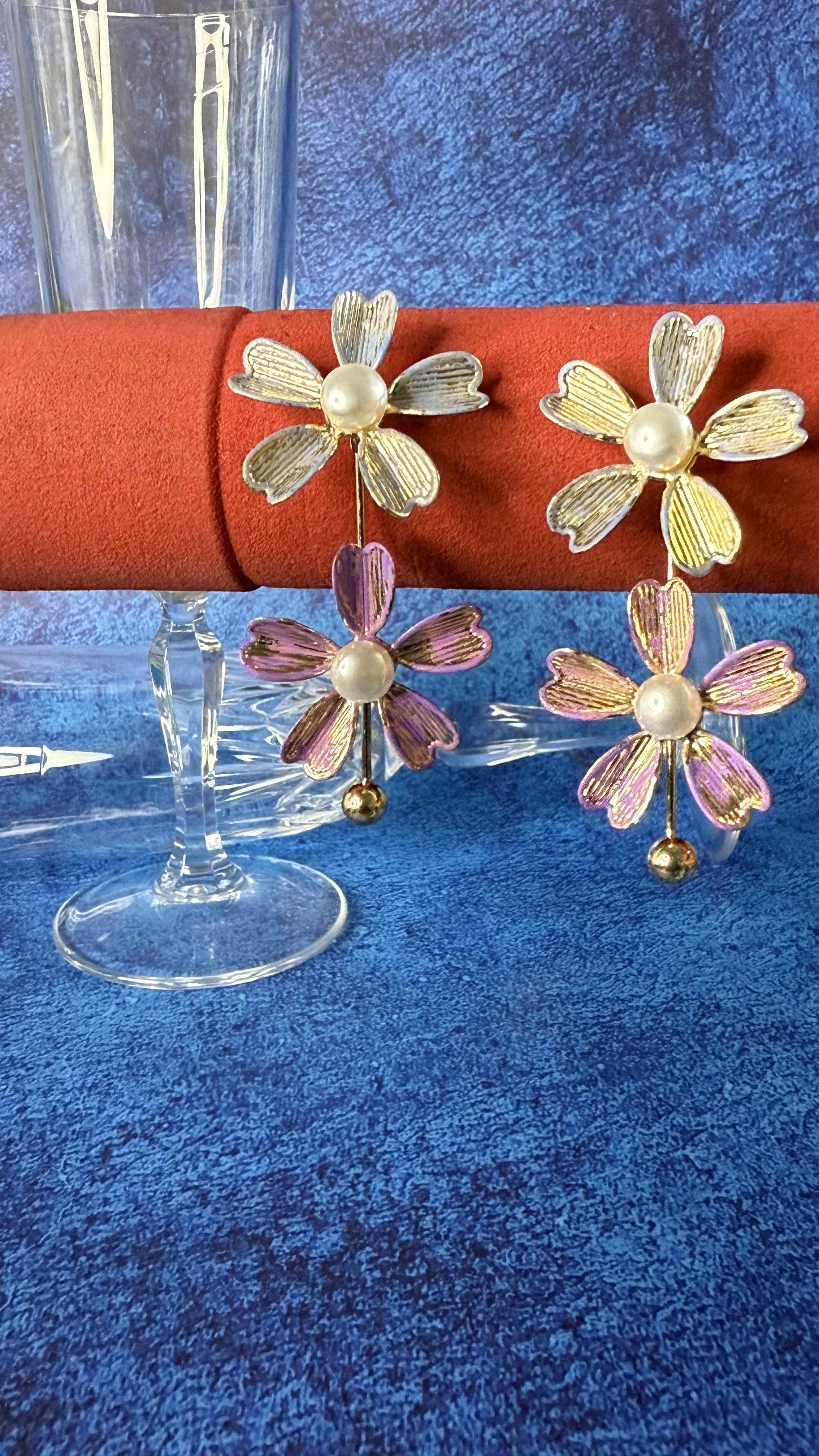 Flower of Eaden Drop Earrings- Blue Purple