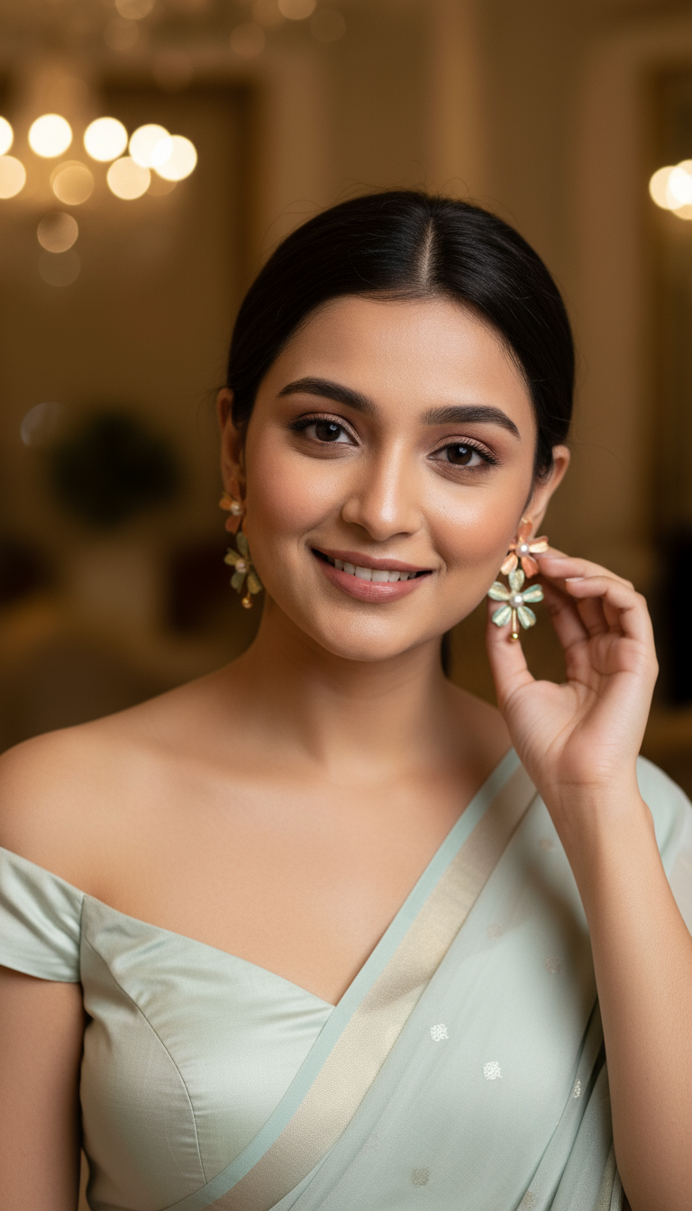 Flower of Eaden Drop Earrings- Orange Green