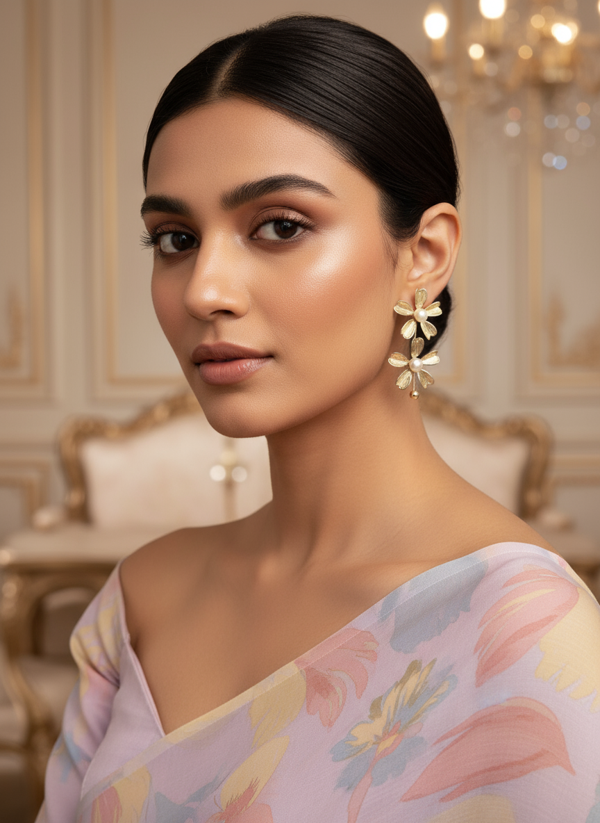 Flower of Eaden Drop Earrings- Blue Heaven