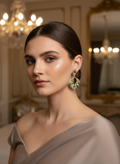 Handworked Crystal Loop Earrings- Black