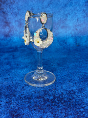 Handworked Crystal Loop Earrings- White