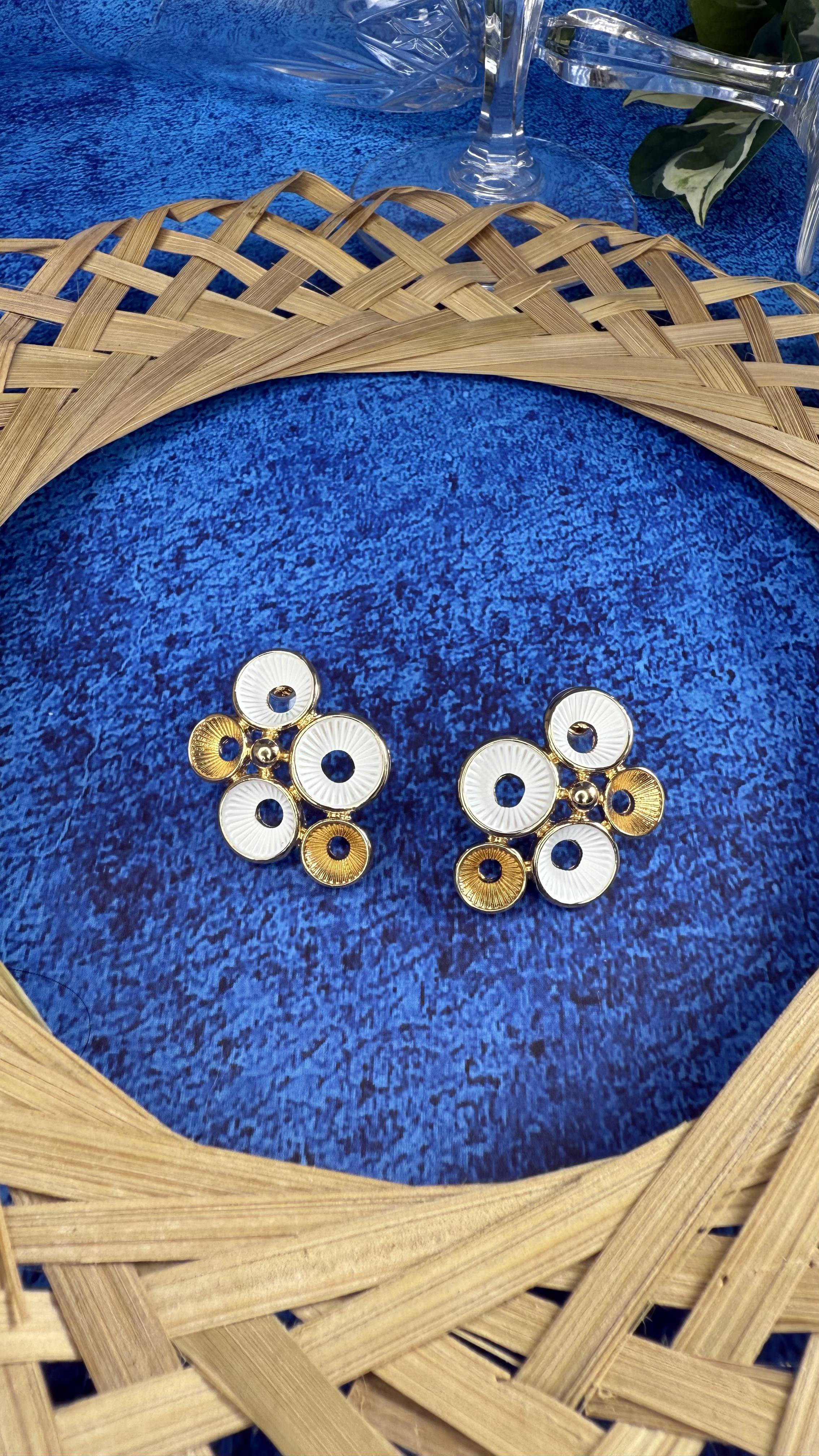 Earrings- Angel Eye- White & Gold