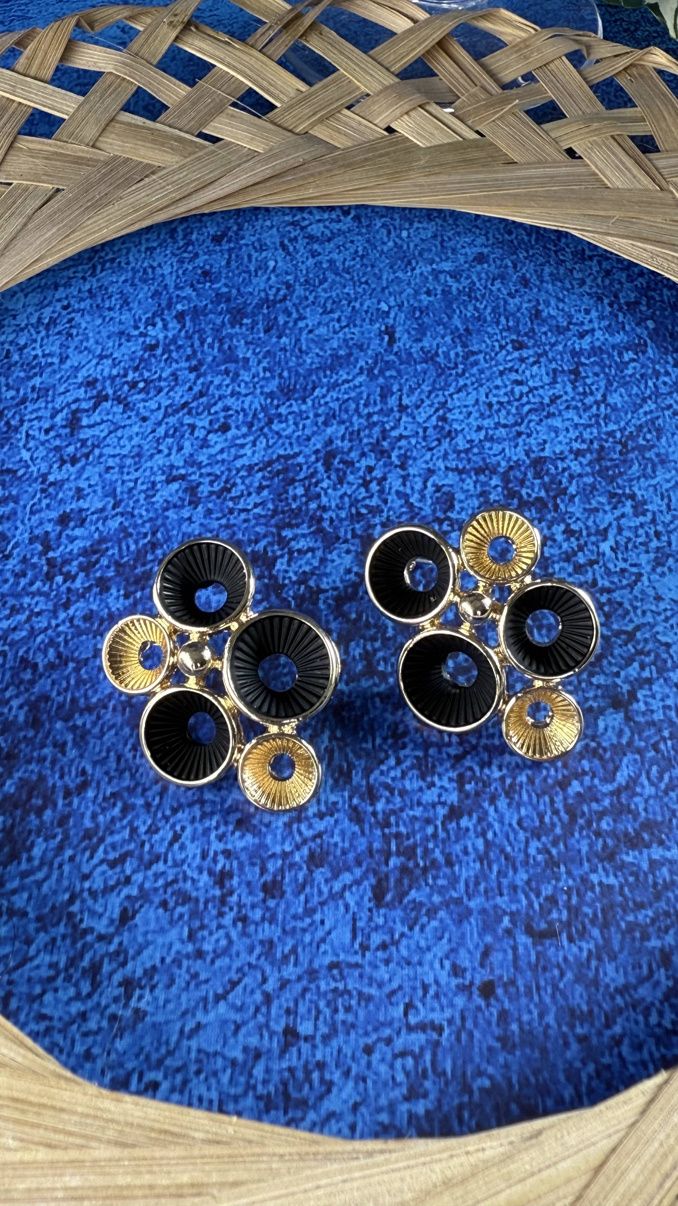 Earrings- Angel Eye- Black & Gold