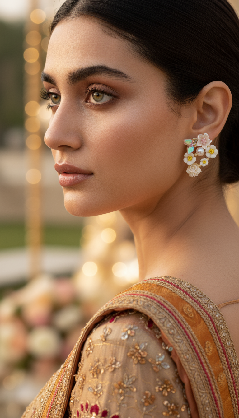Floral Bouquet Earrings - White