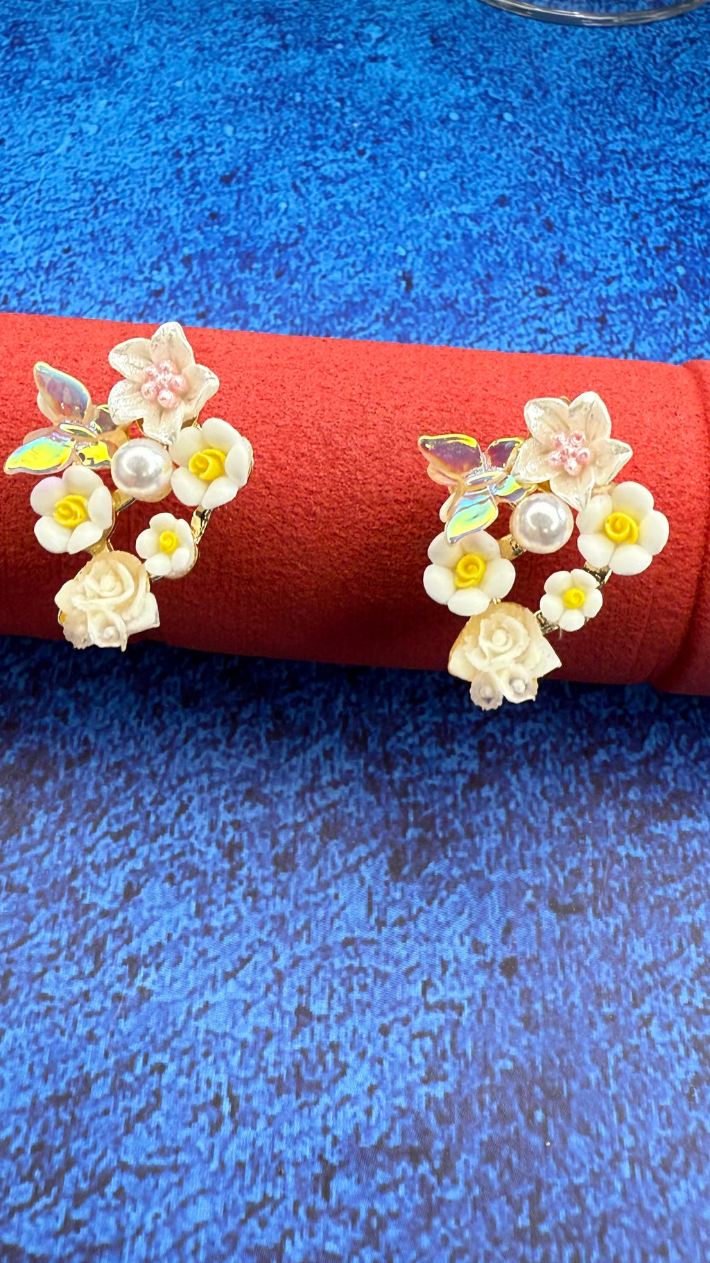 Floral Bouquet Earrings - White