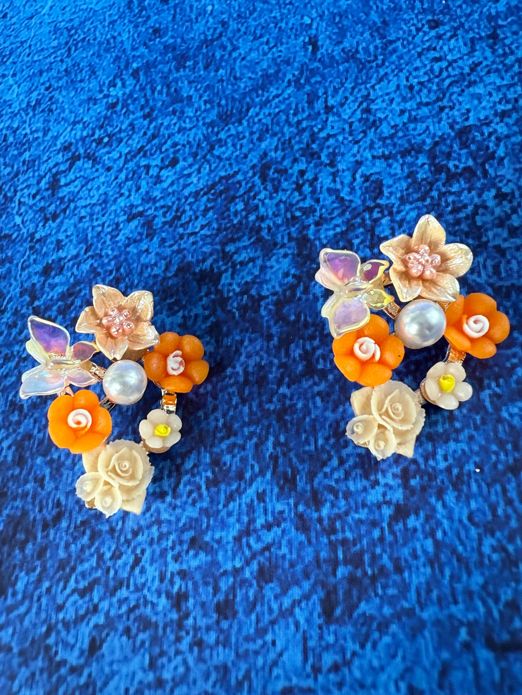 Floral Bouquet Earrings - Orange