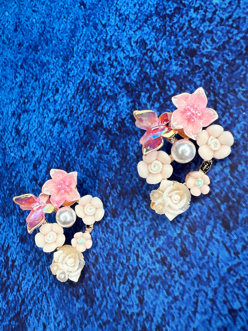 Floral Bouquet Earrings - Pink