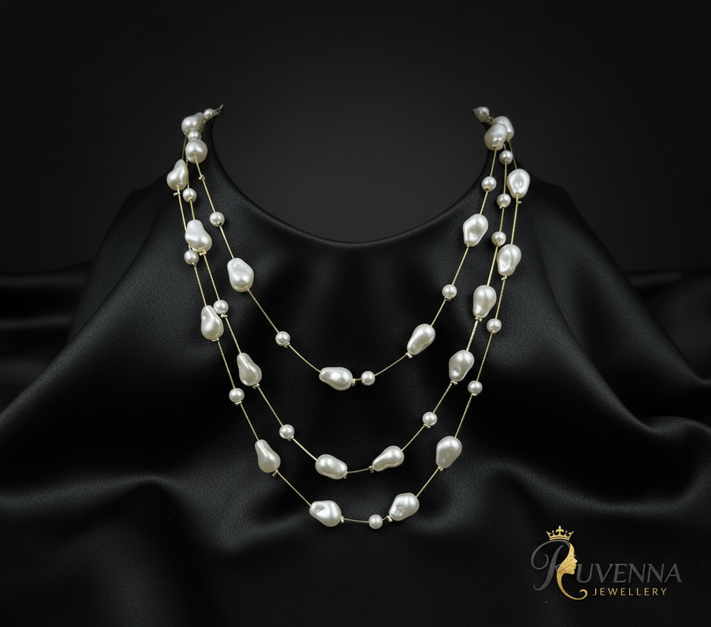Pearl Stones & Gold Reverie layered Glow Necklace