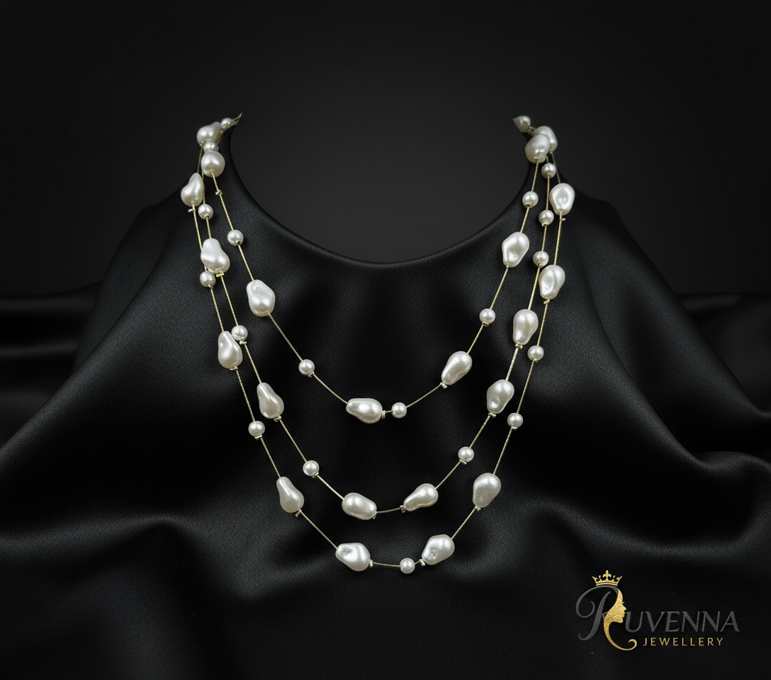 Pearl Stones & Gold Reverie layered Glow Necklace
