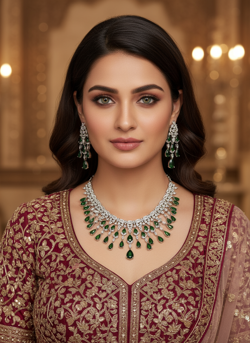 Grandeur Luxe Premier Jewellery Set-  Glorious Green