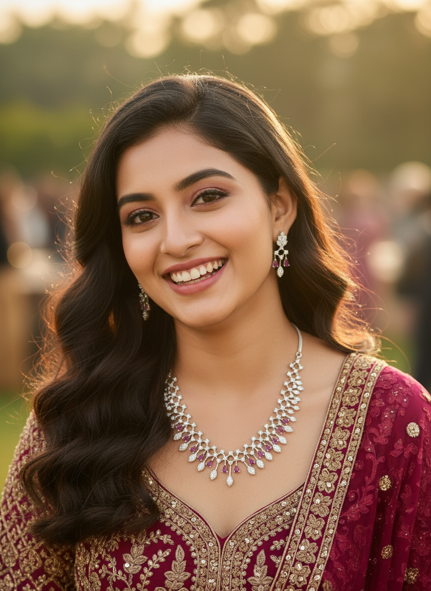 Grandeur Luxe Premier Jewellery Set- Majestic Magenta