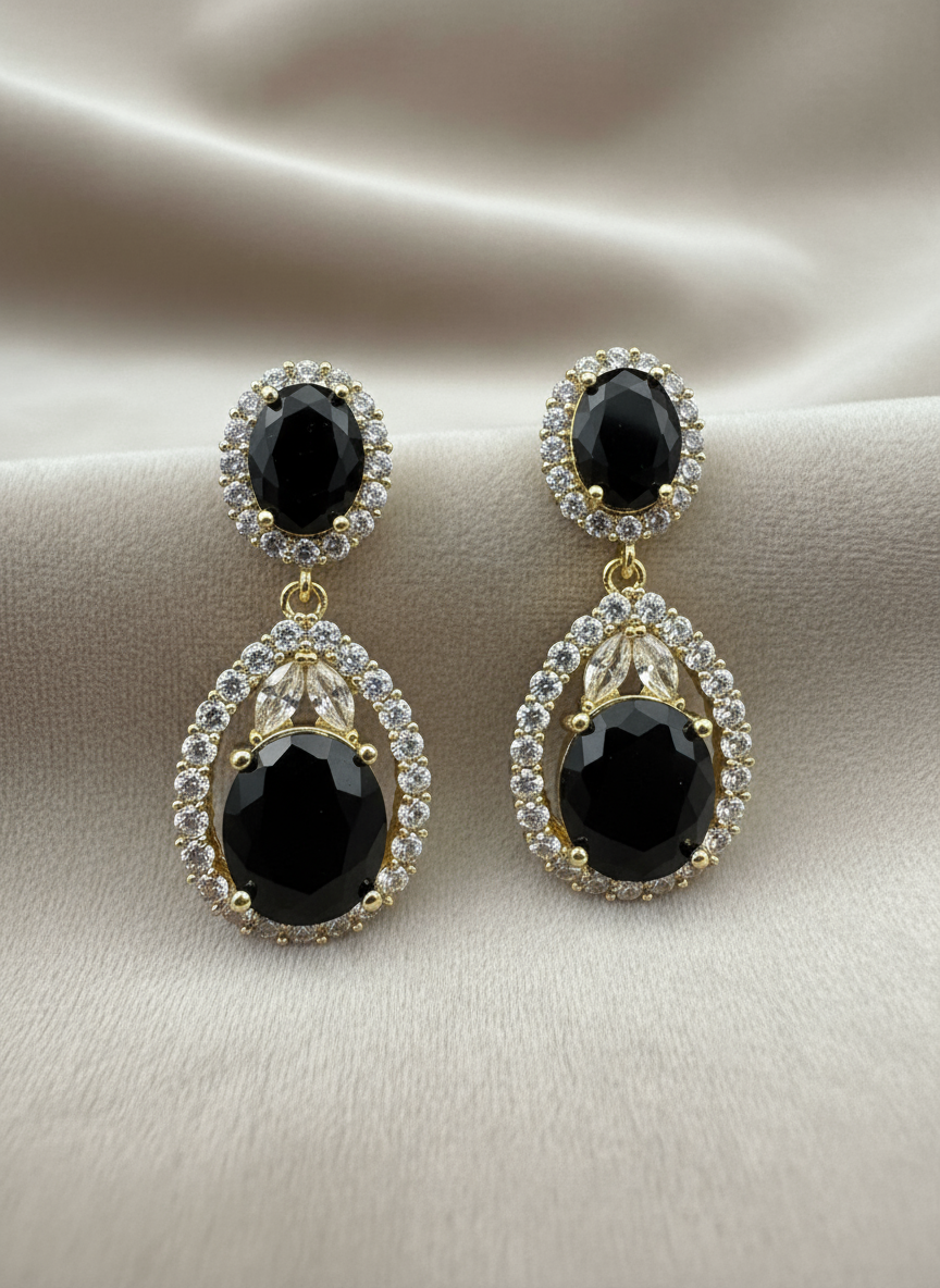 Celesté Mirage Statement Earrings- Blazing Black