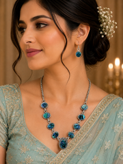 Ocean Blue Stone Necklace Set