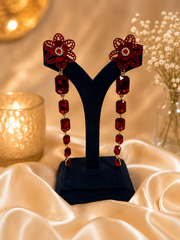 Floral Crystal Drop Earrings