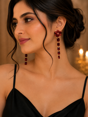 Floral Crystal Drop Earrings