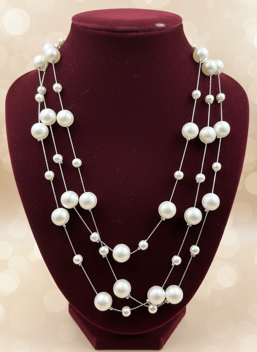 Classic Pearls Silverline Reverie layered Glow Necklace