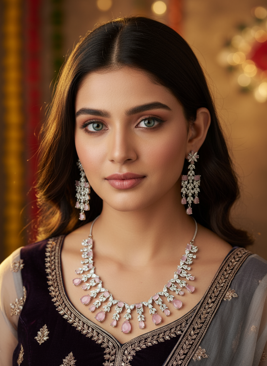 Grandeur Luxe Premier Jewellery Set-  Prevailing Pink